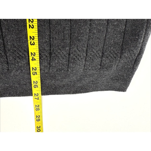 Turnbury Men's M Gray V-Neck Textured Rib Knit Merino Wool Blend Sweater - Picture 7 of 9